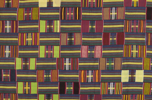 Vintage Handwoven Ewe Kente Cloth – 1970s Ghana Woman Size