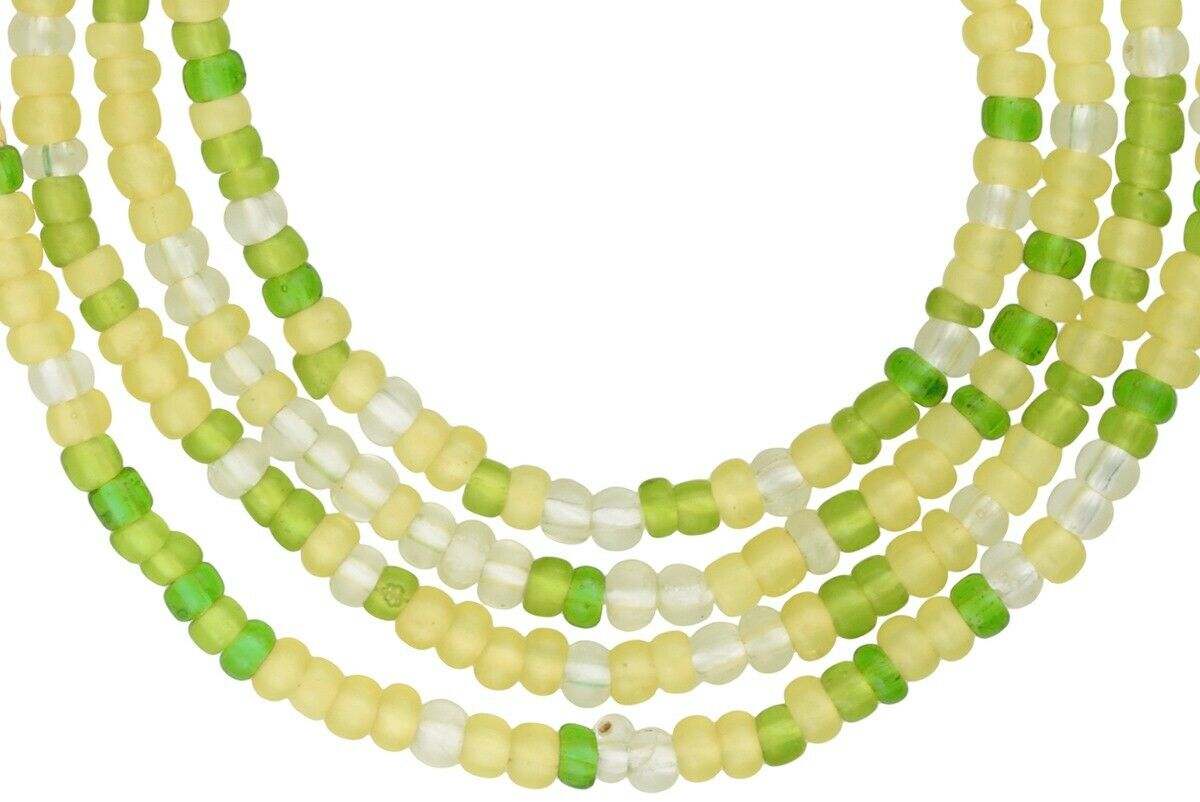 African Trade Old Tiny Venetian Glass Seed Beads Ethnic Necklace Translucent Mix - alternate view