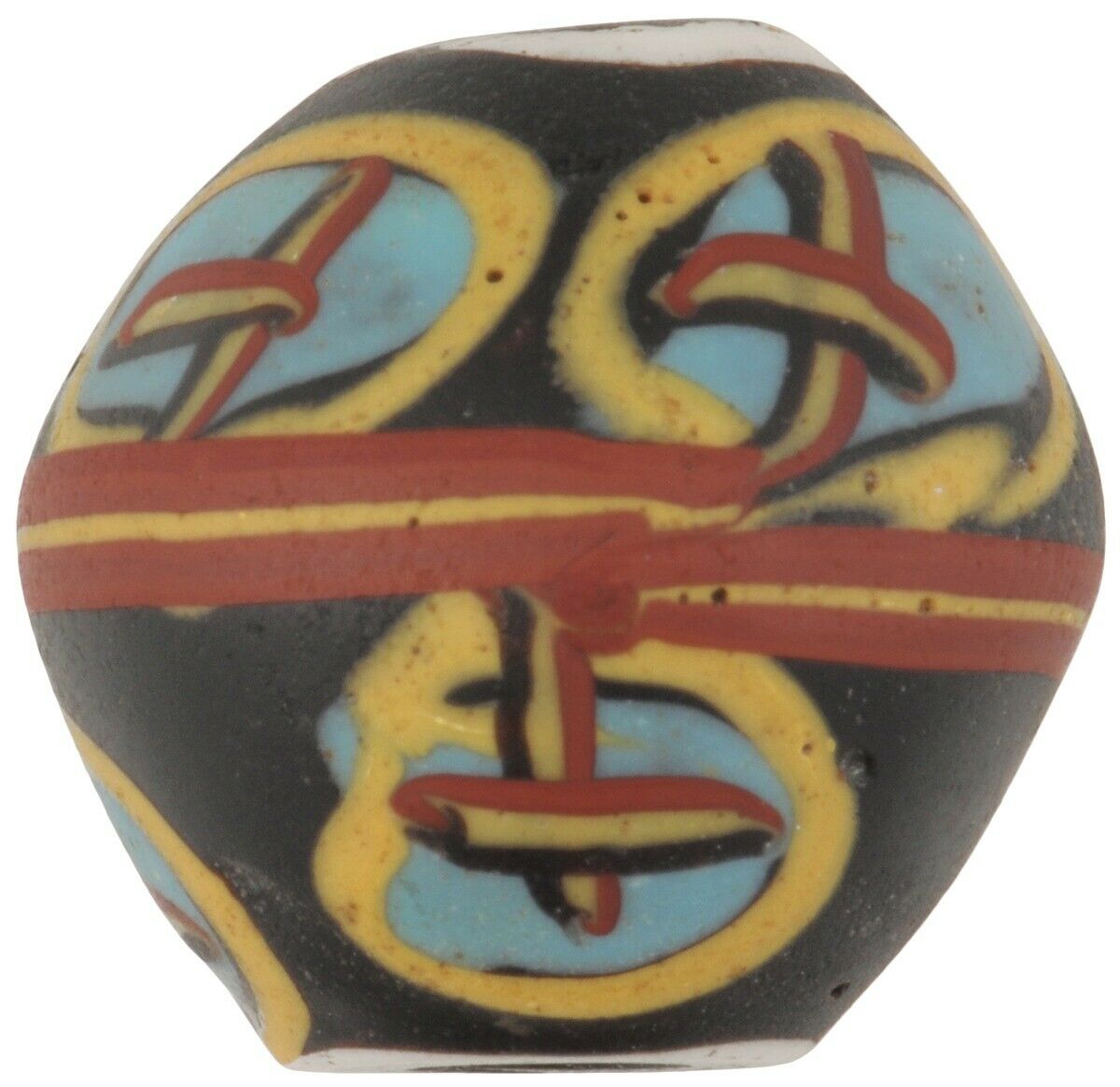 Old African Trade Bead Antique Black King Venetian Glass Bicone Lampwork Rare - alternate view