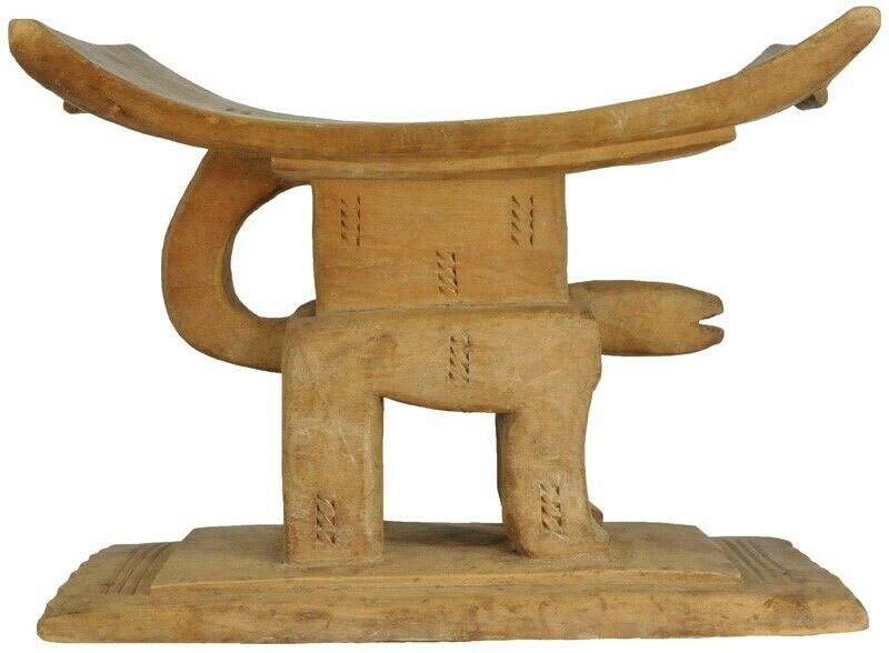Antique Ashanti Stool Tribal Chief Ghana Wood African Akan Ethnic Handcarved - enhanced texture view