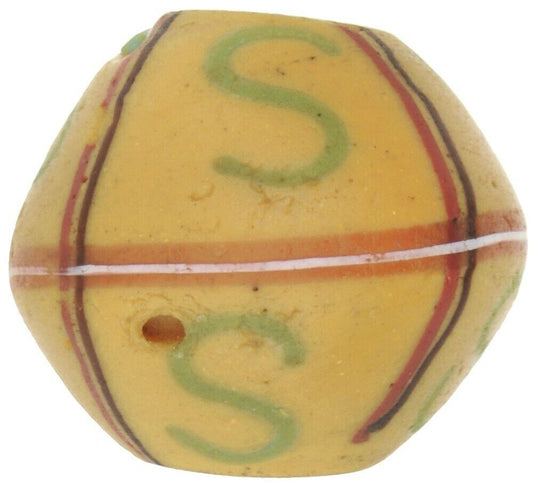 Rare Old Yellow Bicone Venetian Lampwork Glass Trade Bead - alternate view