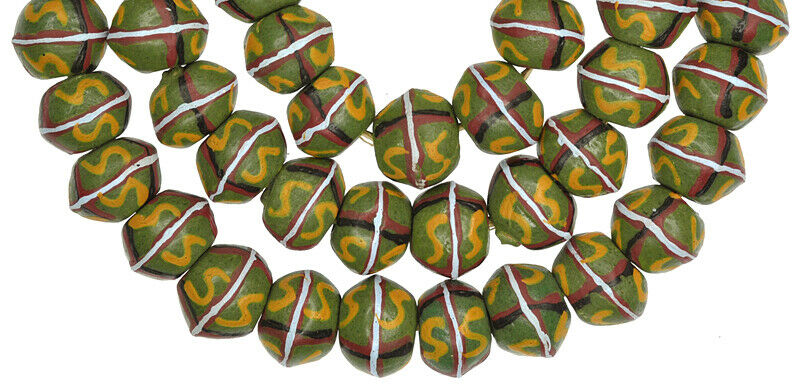 Exquisite 26" African Trade Beads - Ghana Glass Beads 17-18Mm - close-up