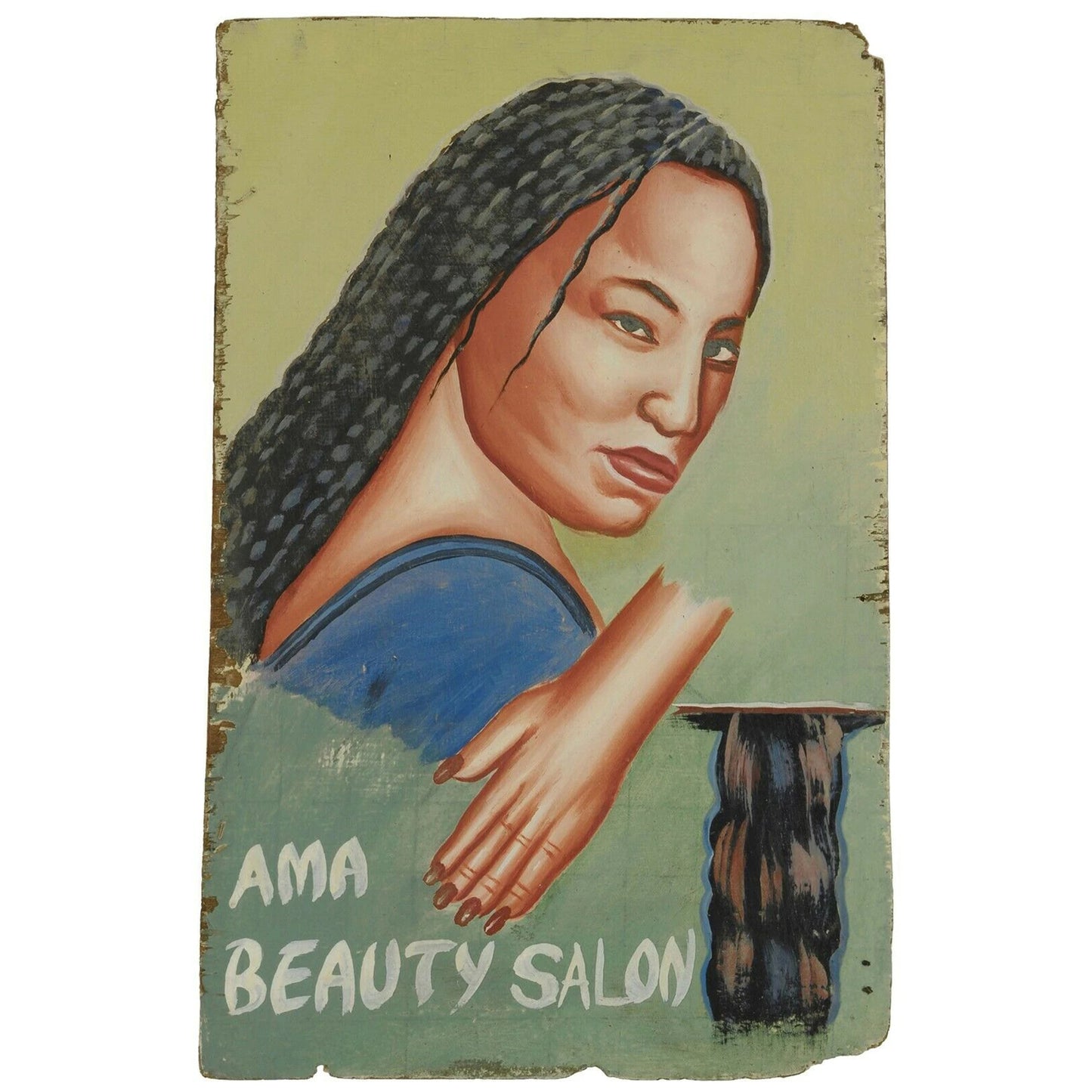 Hand-Painted Ghana Beauty Salon Sign – Ama Hair Shop Art