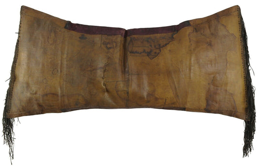 Old African Tuareg Leather Pillow Case Mali Niger Sahara Desert Bedouin Ethnic - surface close-up