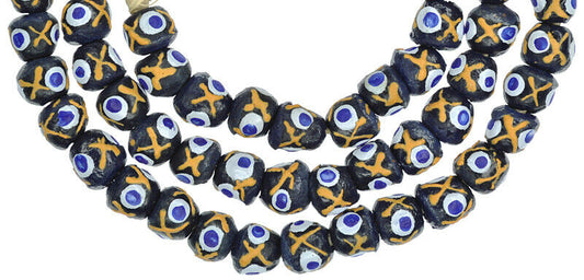 Handmade Fancy Krobo Glass Beads - 26" Strand, 10Mm Beads - alternate view