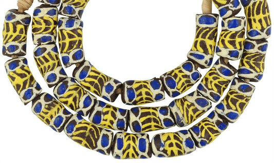 Beautiful Handmade Ghana Krobo Fancy Glass Beads - 24 1/4" Strand - alternate view