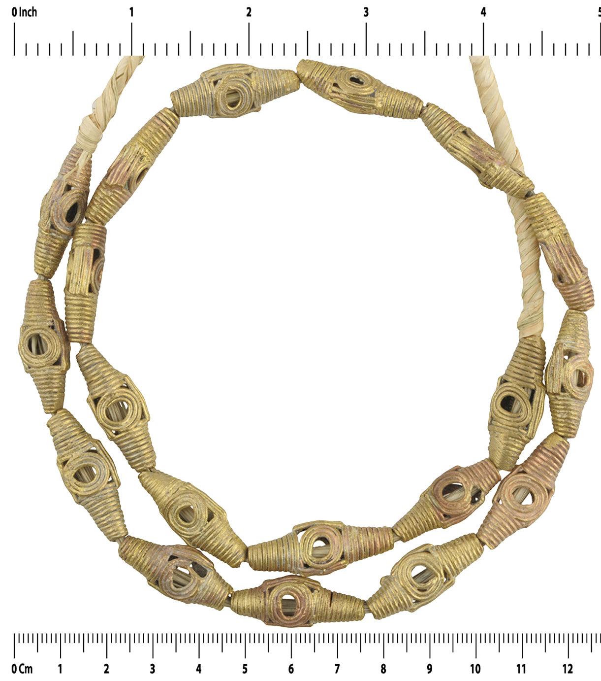 Exquisite Ashanti Tabular Brass Beads - Crafted With Ancient Techniques - close-up