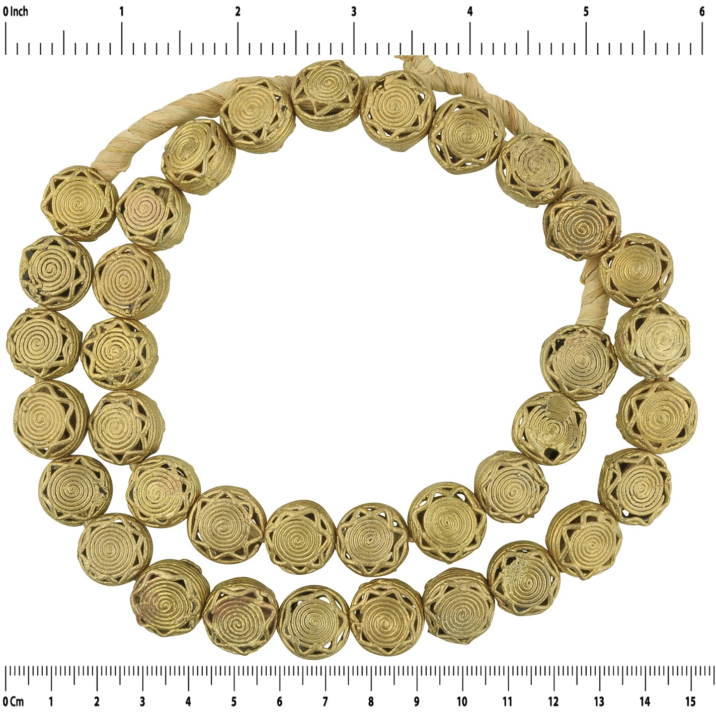 New Tabular African Brass Beads - Handcrafted In Ghana - zoomed-in detail
