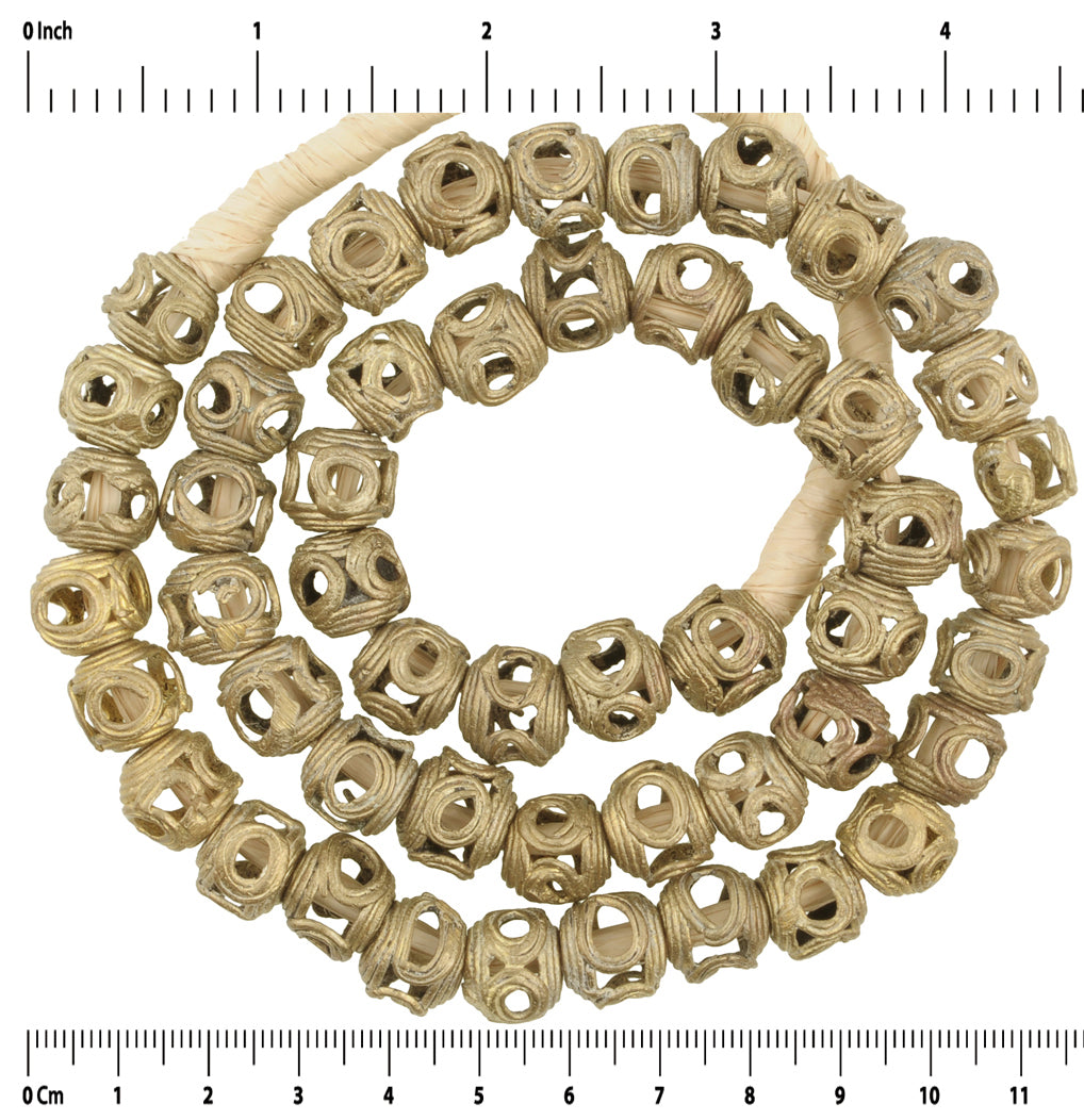 New Round Ashanti Brass Beads - Handcrafted In Ghana - close-up