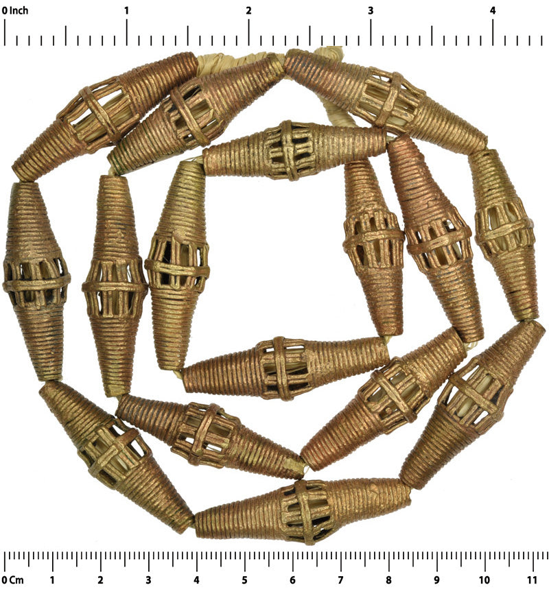 Ghanaian Ashanti Handmade Brass Beads - Large & Unique - close-up
