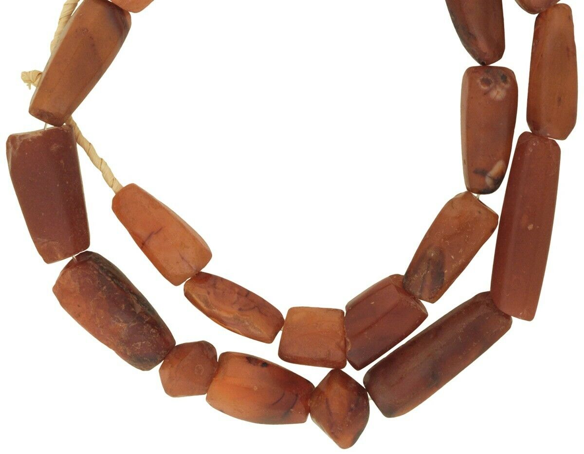 Antique Carnelian & Agate Trade Beads Strand – Vintage Cambay India, 25½″
