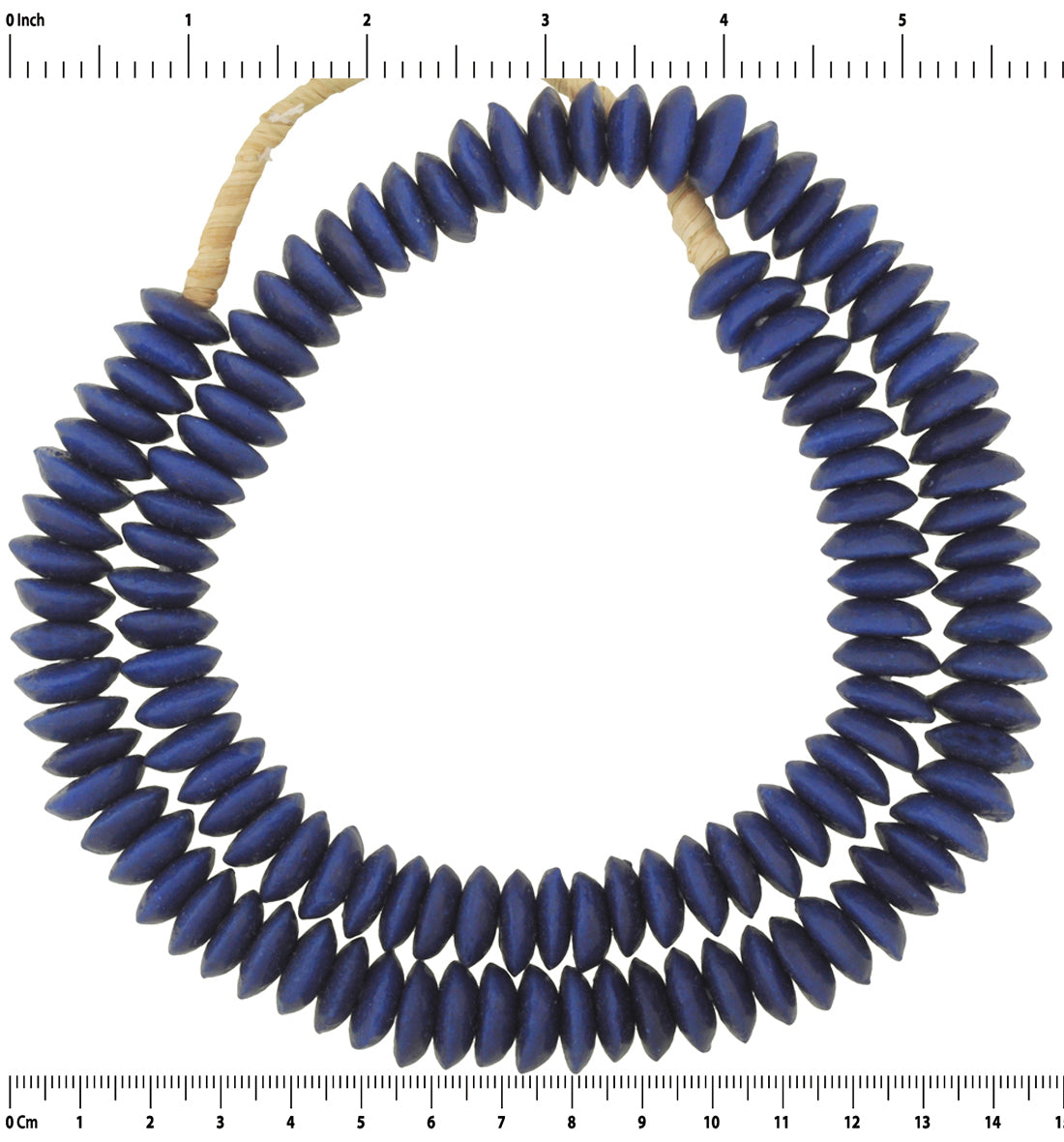 Authentic 14Mm African Trade Krobo Glass Beads - 24" Strand - close-up