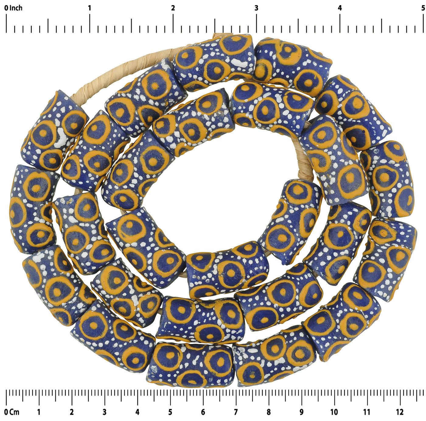 Handmade African Trade Beads - Fancy Powder Glass Beads From Ghana - zoomed-in detail