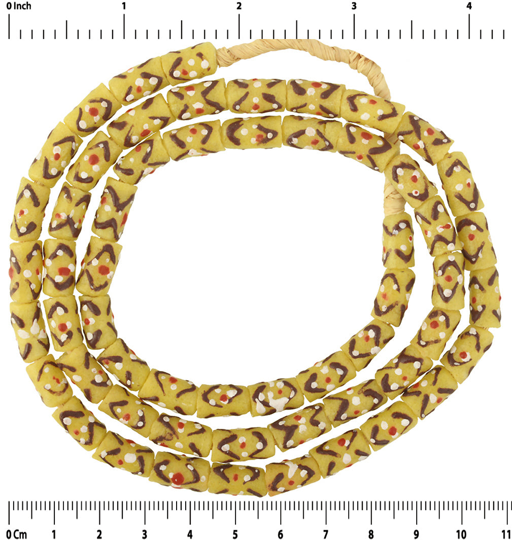 Handmade Ghana Powder Glass Beads - African Trade Beads 27" Strand - close-up