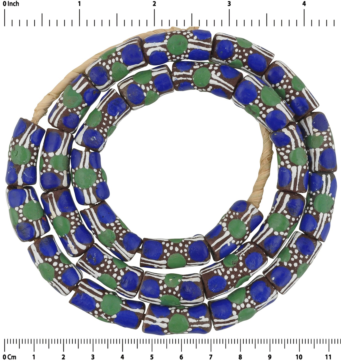 Ghana Krobo Fancy Glass Beads - 10-11Mm | African Trade - zoomed-in detail