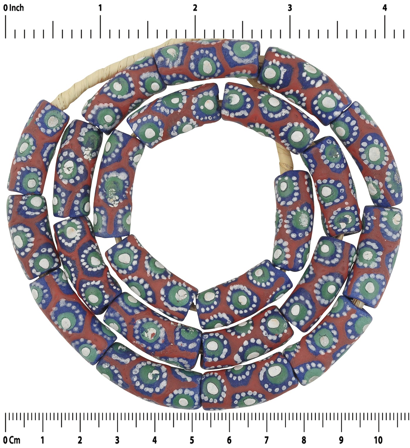 Authentic African Trade Beads - Fancy Powder Glass Krobo Beads - partial view