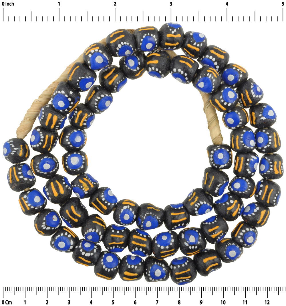 Handmade Fancy Krobo Powder Glass Beads - African Trade Beads - close-up