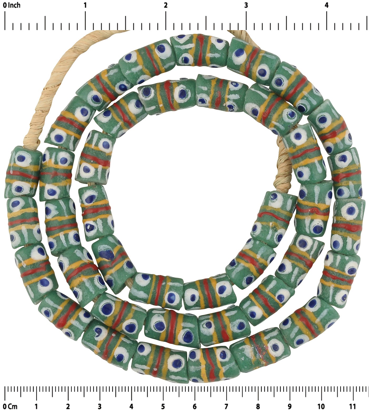 Handmade Ghanaian Fancy Powder Glass Beads - African Trade Beads - zoomed-in detail