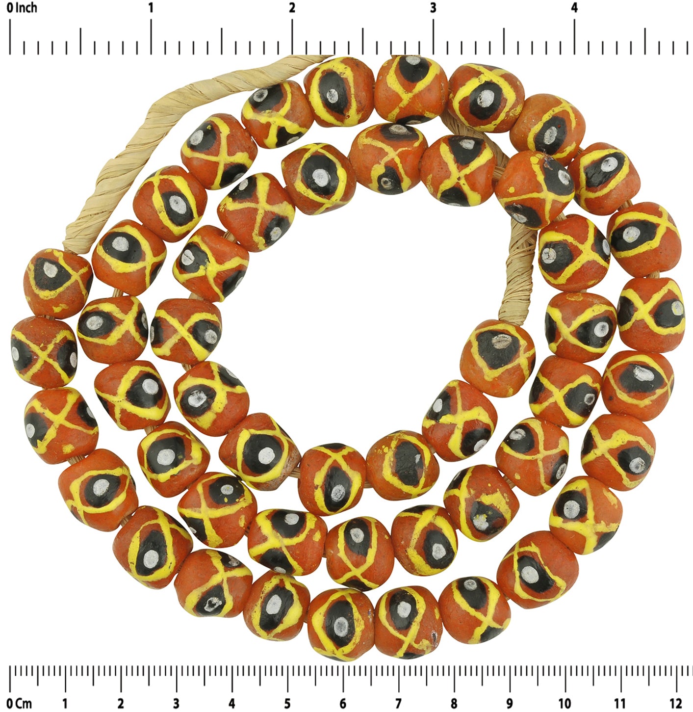 Handcrafted African Trade Beads - Fancy Glass Beads From Ghana - zoomed-in detail