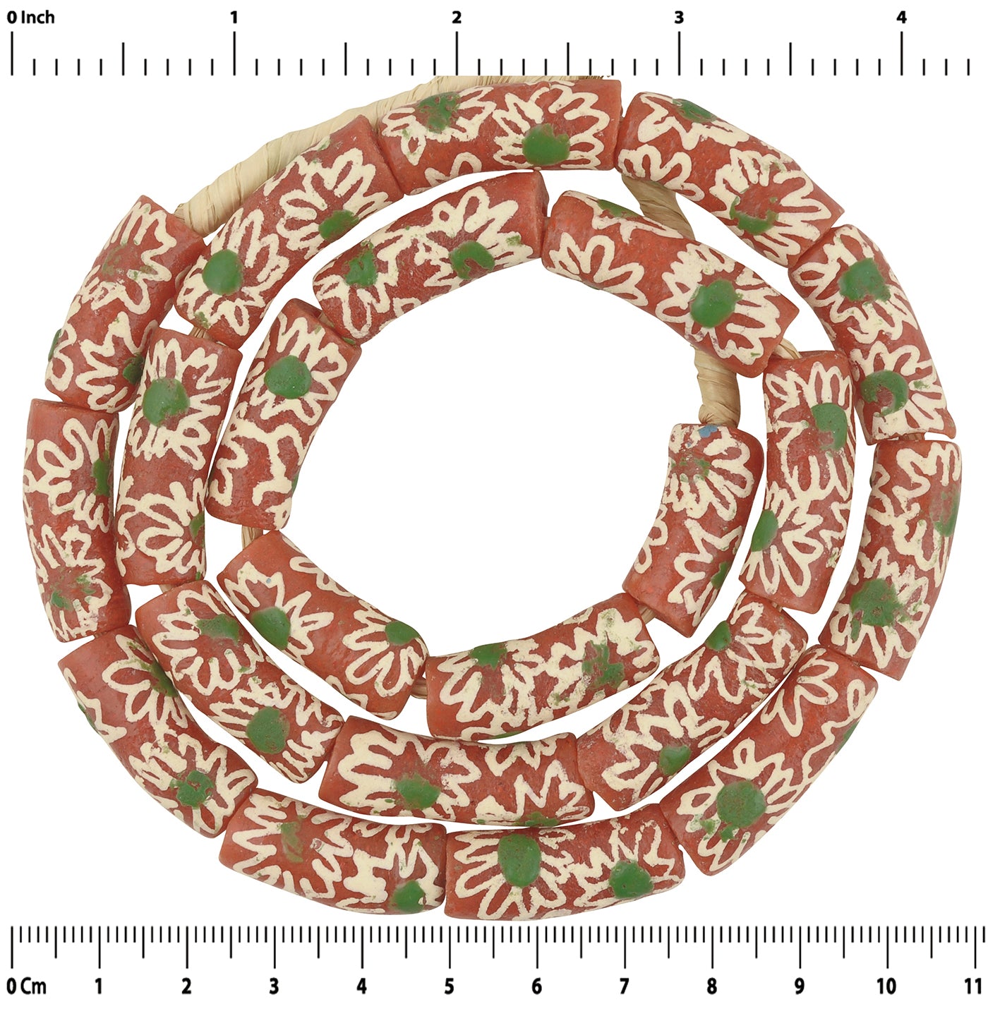 Elegant 10Mm African Trade Beads - Fancy Krobo Recycled Glass - zoomed-in detail