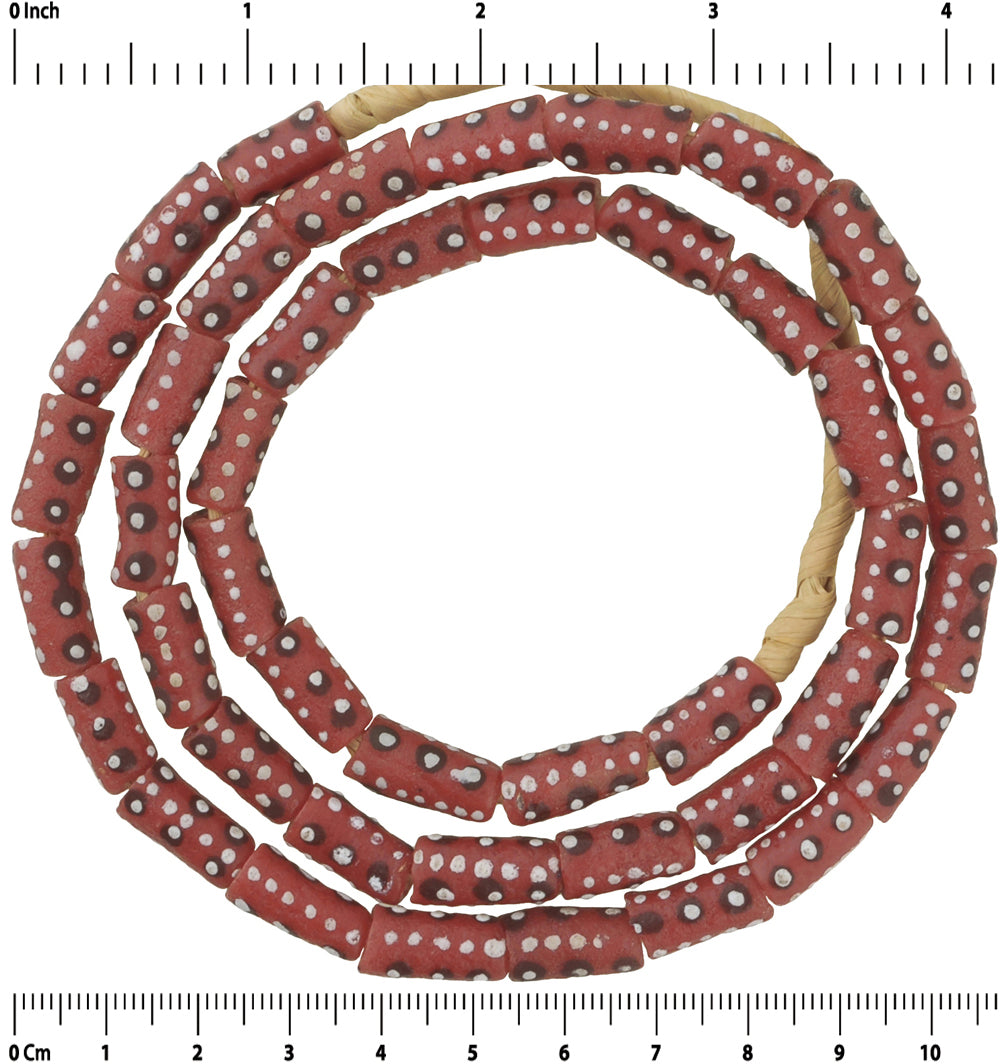 African Trade Beads: 7Mm Fancy Powder Glass Krobo Beads - close-up