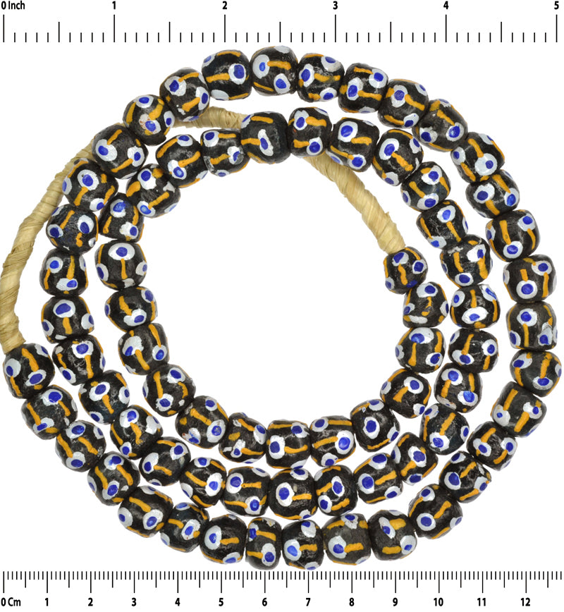 Exquisite African Trade Fancy Krobo Glass Beads - 10-11Mm - close-up