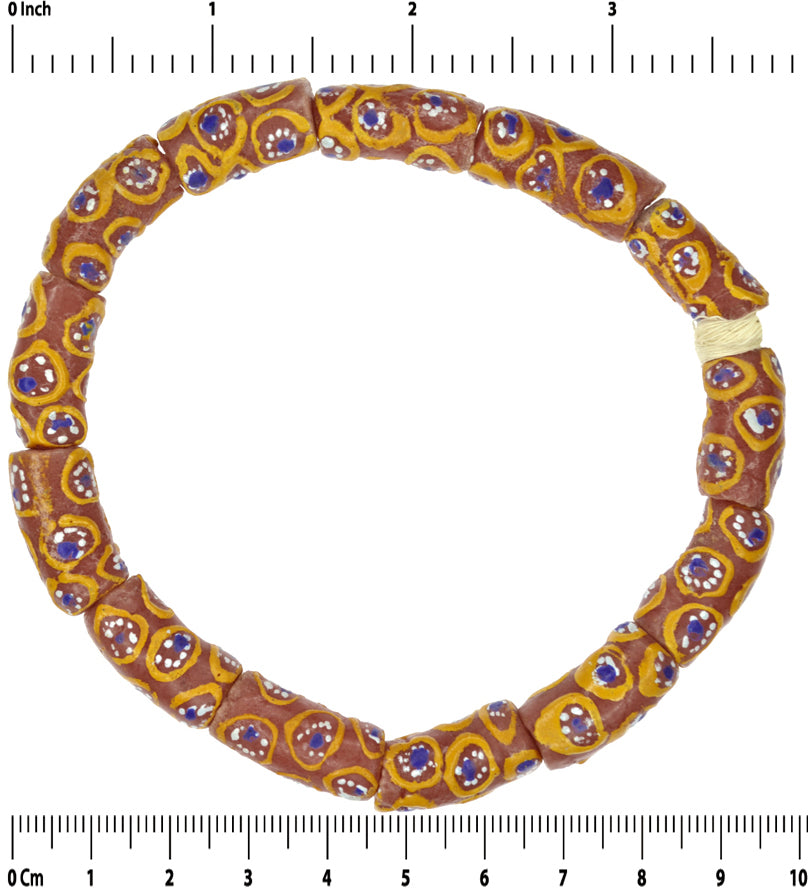 Krobo Beads African Powder Glass Handmade Ghana Trade Ethnic Ceremonial Bracelet - alternate view