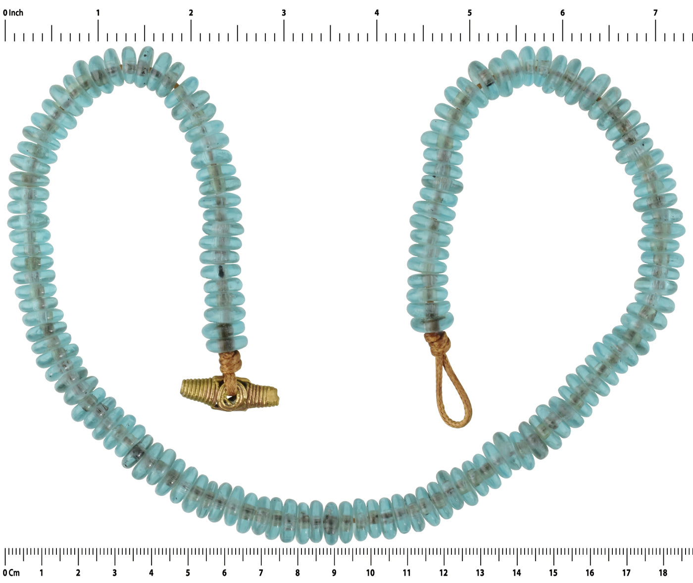 Translucent Powder Glass Beaded Necklace With Ashanti Brass - cropped detail