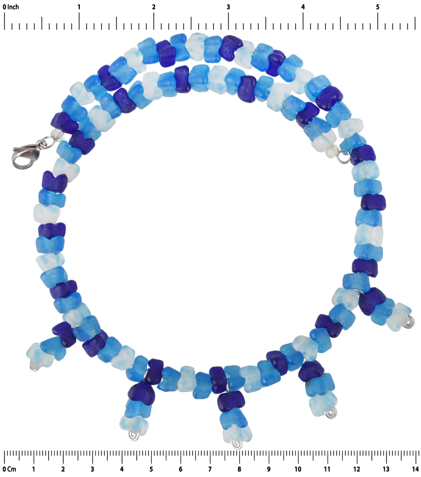 African Glass Trade Beads Handmade Necklace Jewelry Memory Wire Stainless Steel - product focus