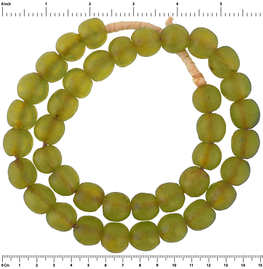 Translucent Krobo Glass Beads - 22.5" African Handmade Art - close-up