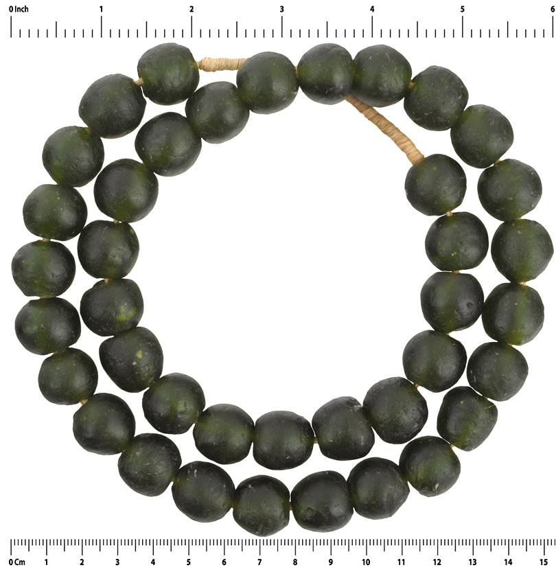 Large 16-17Mm Translucent Krobo Glass Beads - African Trade Beads - close-up