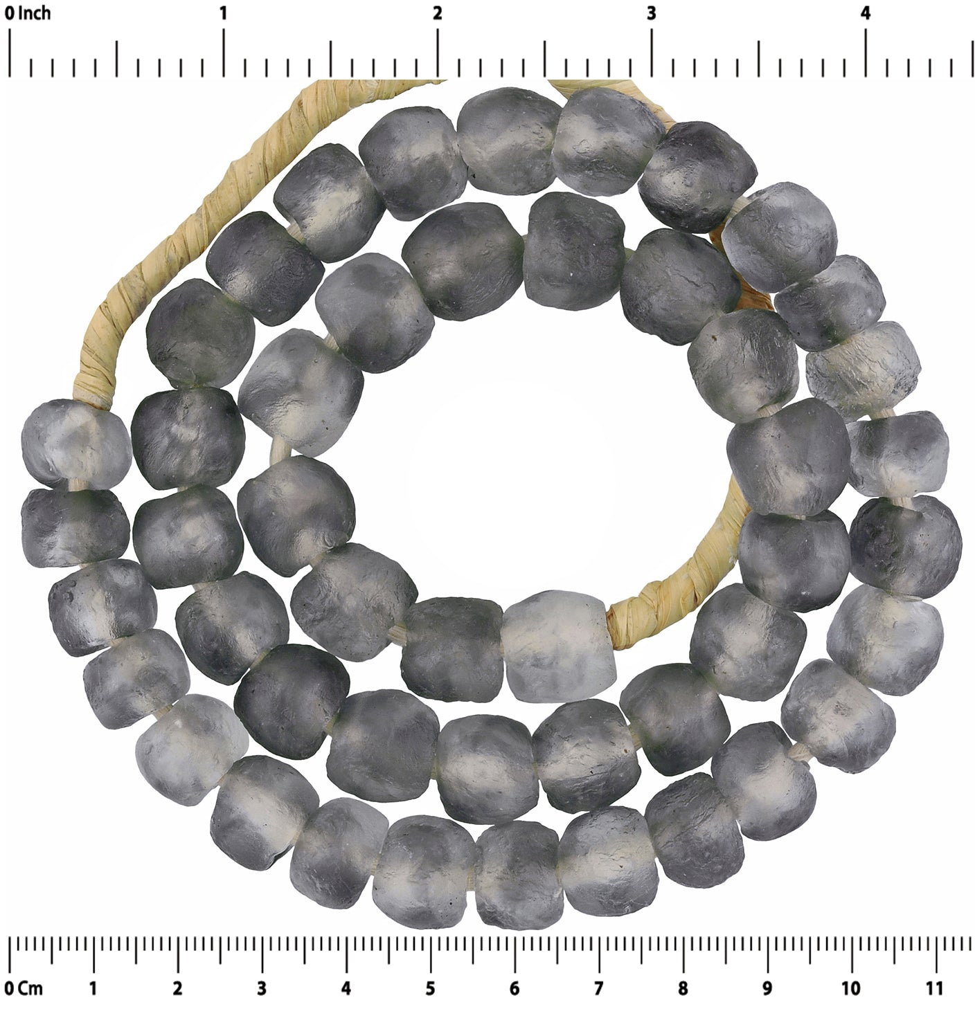 Translucent Recycled Krobo Glass Beads - 20.5" African Trade Beads - zoomed-in detail