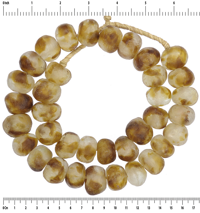 X-Large Multicolored Krobo Glass Beads - African Trade Beads - close-up