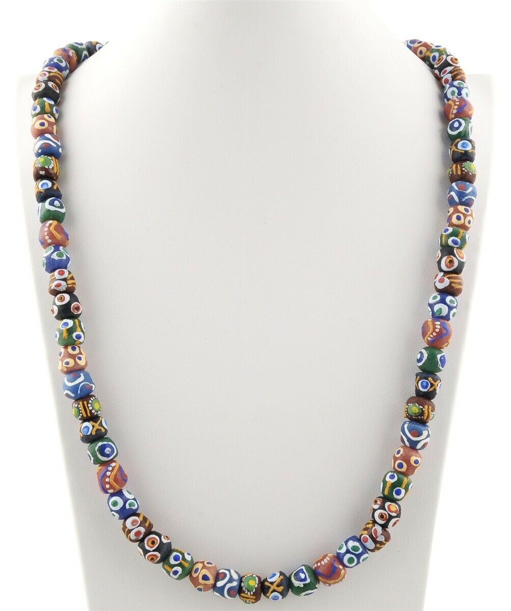 Handmade recycled glass beads necklace ready to wear jewelry Krobo Ghana Africa - Tribalgh