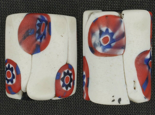 Rare Antique Venetian Millefiori Mosaic Glass Trade Beads 17-18Mm - alternate view