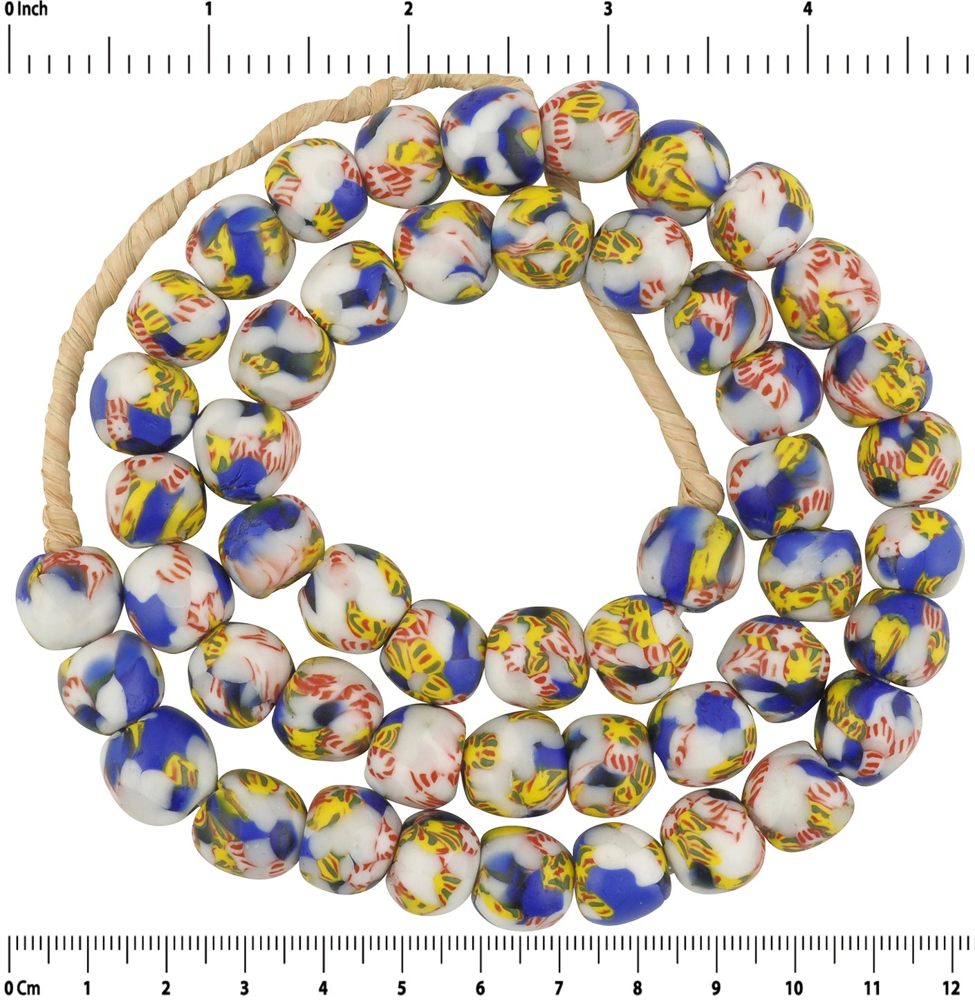 Beautiful African Trade Beads - Fused Ghana Glass Beads, 12-13Mm - zoomed-in detail