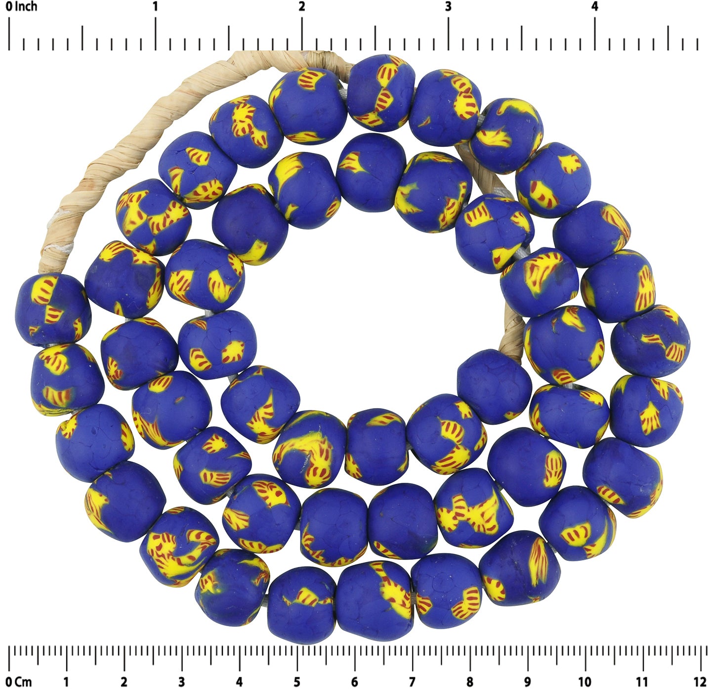 Recycled Beads Glass Seed Handmade Tumbled African Tribal Necklace Ghana - zoomed-in detail