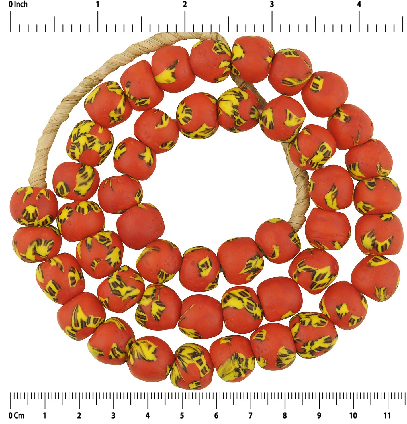 African Trade Beads: 12-13Mm Fused Recycled Glass Beads From Ghana - zoomed-in detail