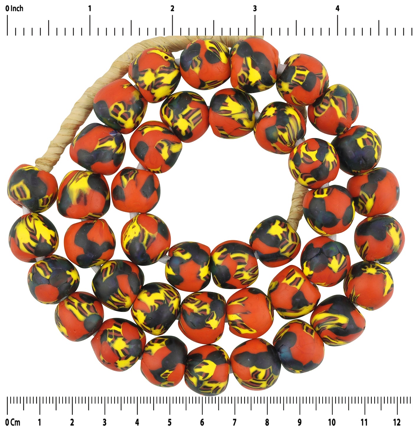 Handmade African Trade Beads - Recycled Ghana Glass Beads - zoomed-in detail