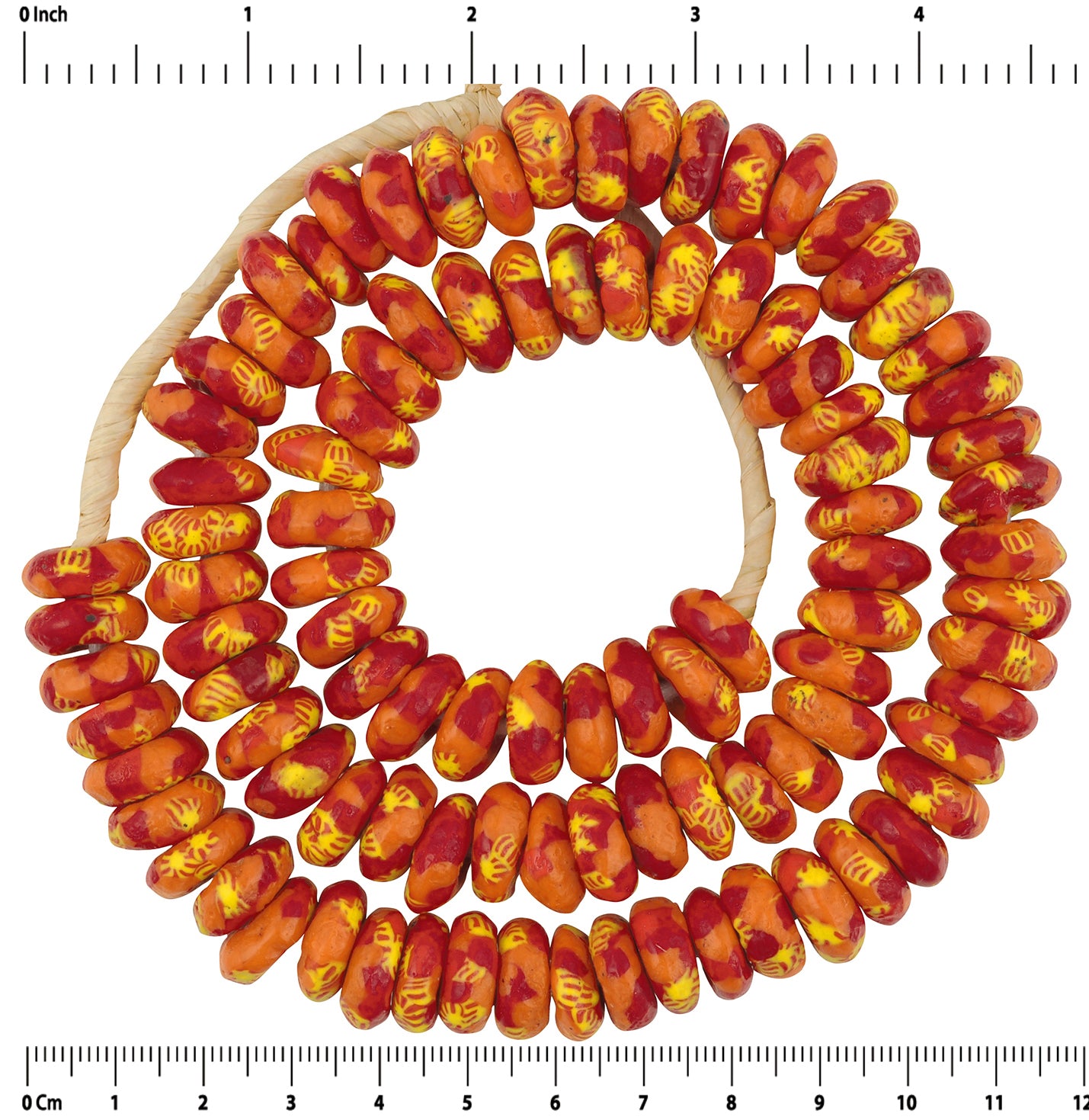 Large African Trade Beads - Recycled Fused Glass Disks From Ghana - zoomed-in detail