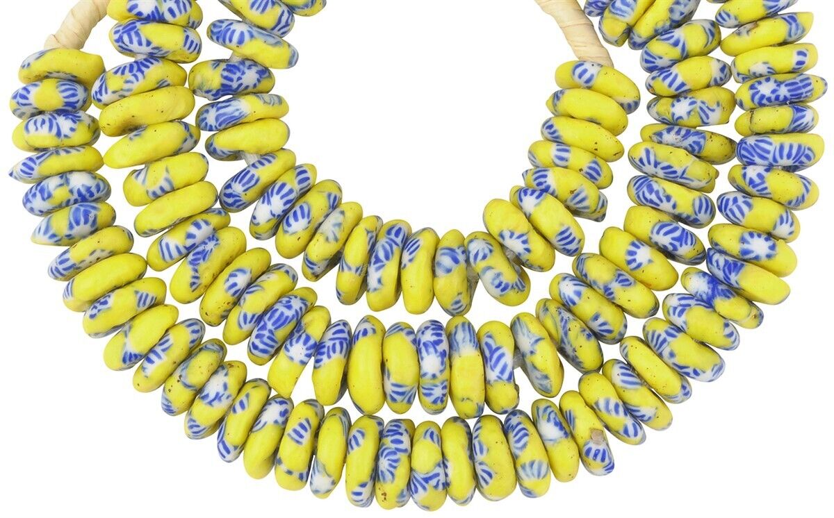 Authentic African Trade Fused Glass Beads - 10-11Mm, Ghana - zoomed-in detail