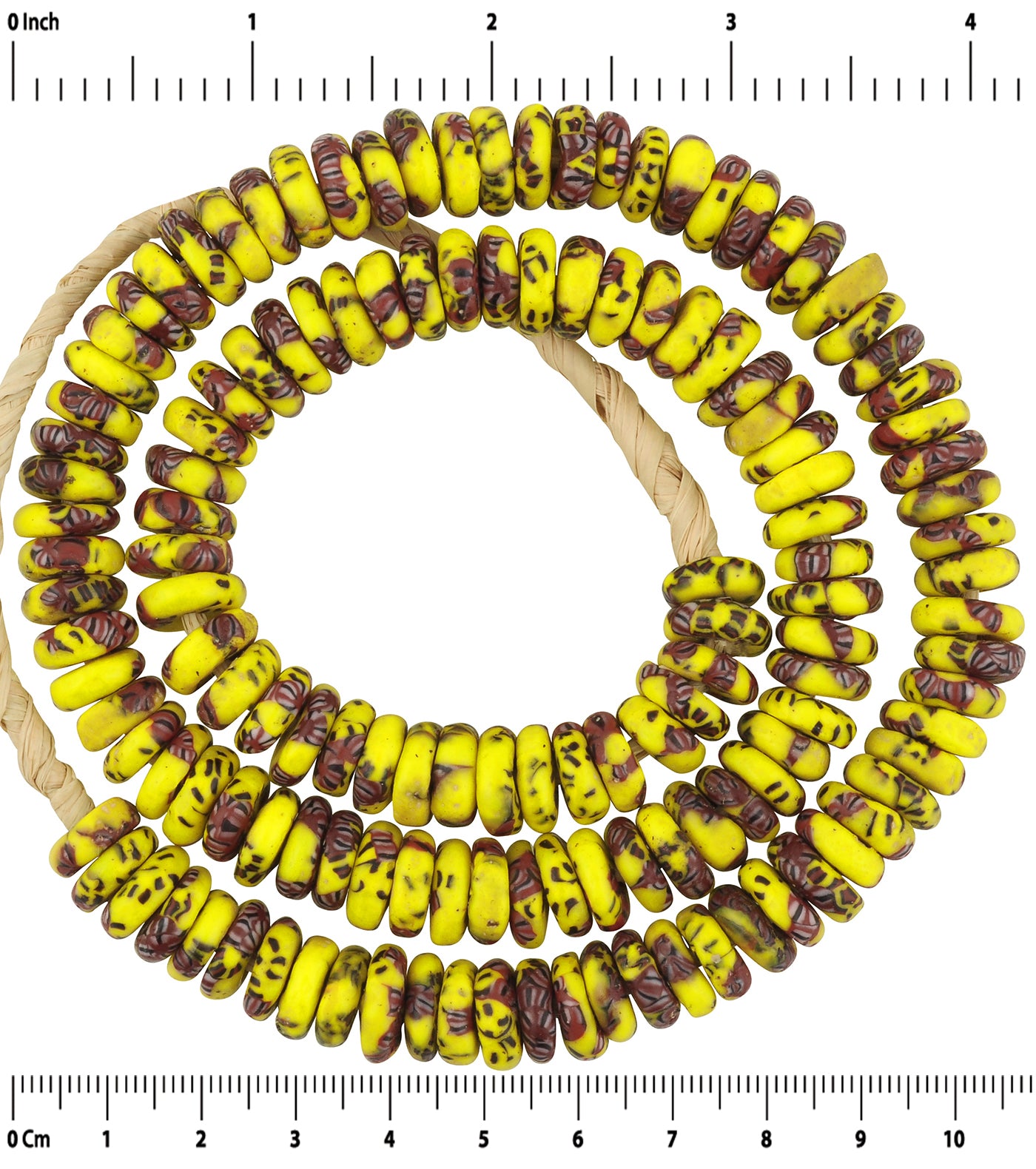 African Trade Beads: Recycled Fused Ghana Glass Beads - 21" Strand - zoomed-in detail