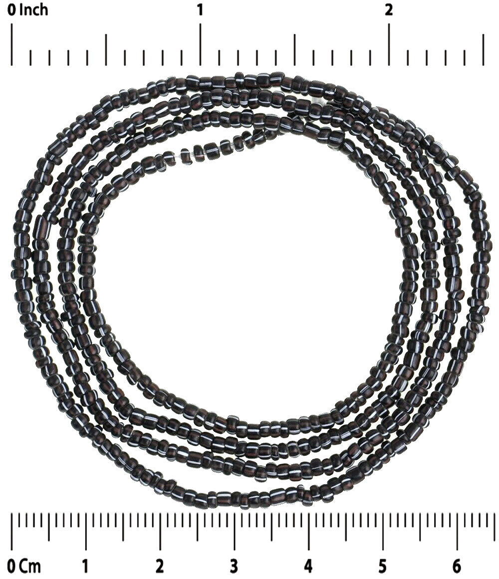 Old Tiny 2 mm Black Striped Venetian Seed Trade Beads Strand