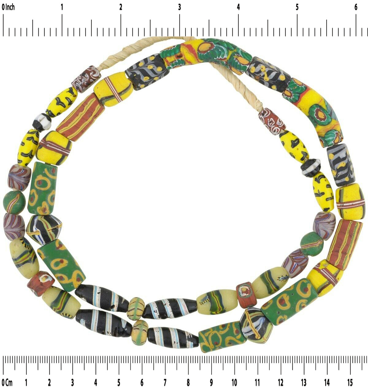 Antique Trade Beads Venetian Glass Millefiori Feather King Wound Found In Africa - zoomed-in detail