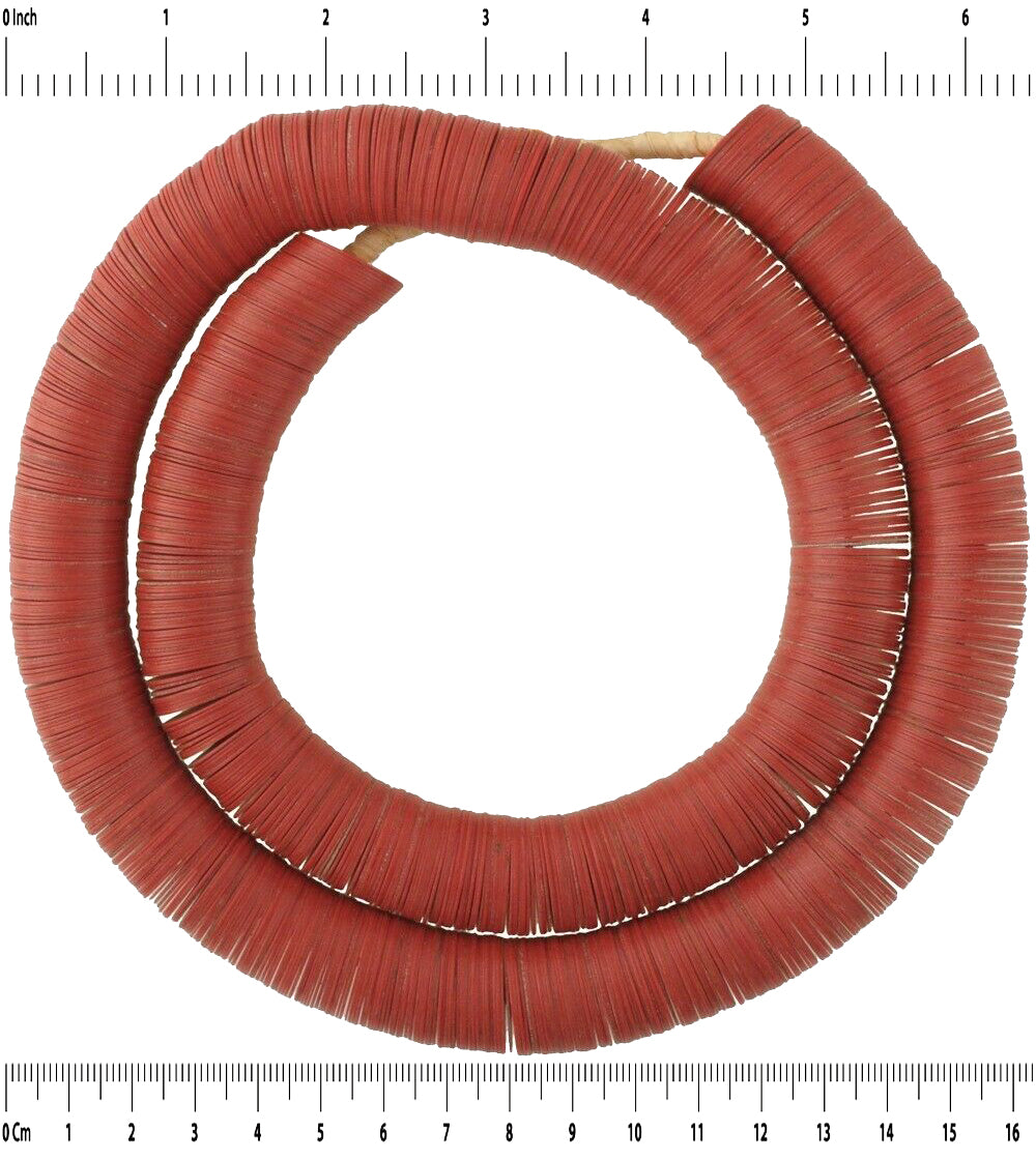 Old Czech Bohemian Beads Heishi Vulcanic Vulcanite African Trade Red Disks - close-up