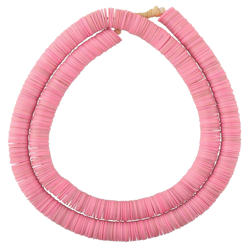 African Trade Beads Old Czech Bohemian Heishi Vulcanic Vulcanite Disks Necklace