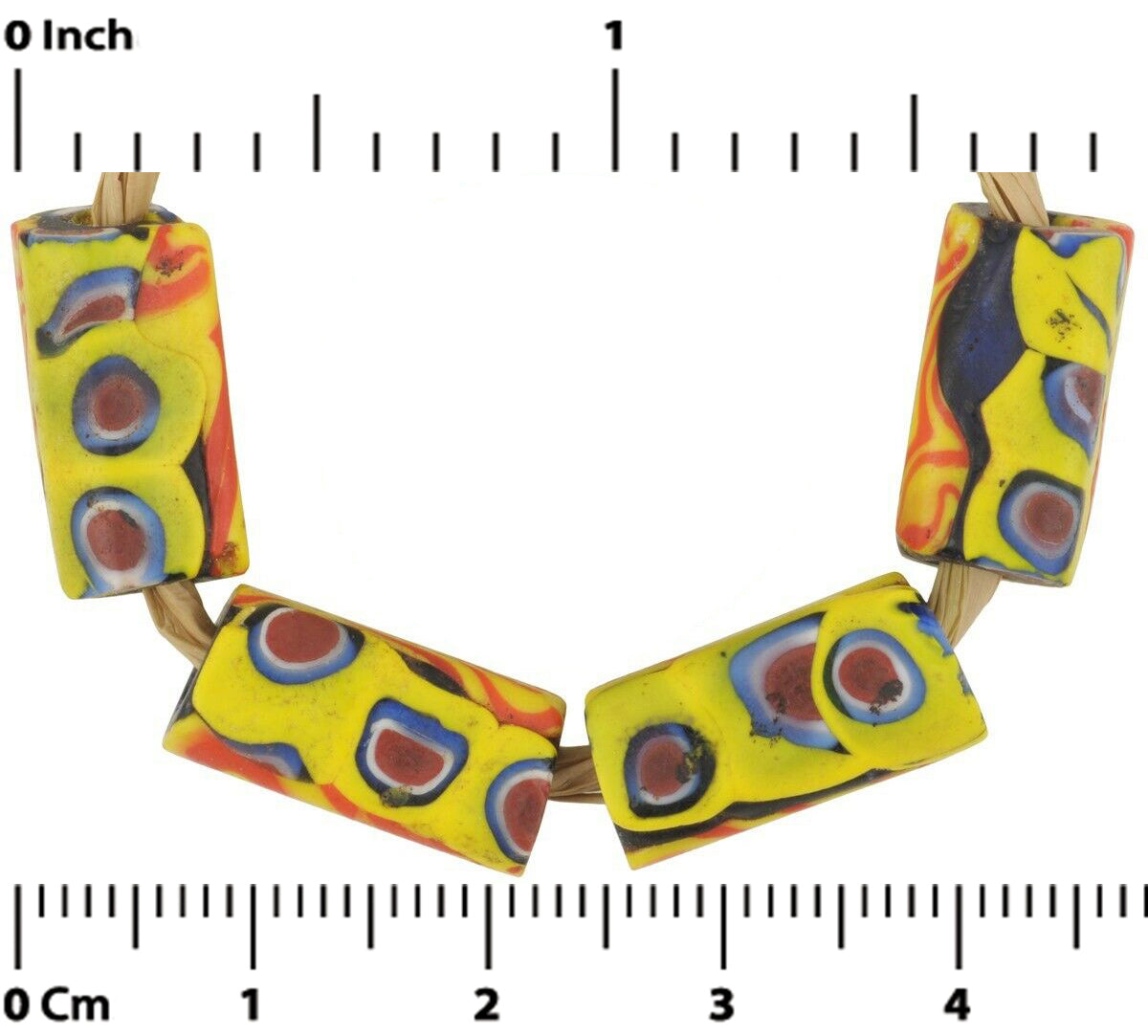 Rare Antique Venetian Millefiori Mosaic Glass Trade Beads - angled shot