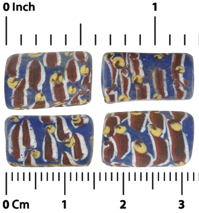 African trade beads antique Venetian glass rectangular old Fancy Ghana jewelry - Tribalgh