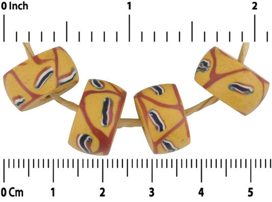 Antique Yellow Fancy Venetian Lampwork Glass Trade Beads - alternate view