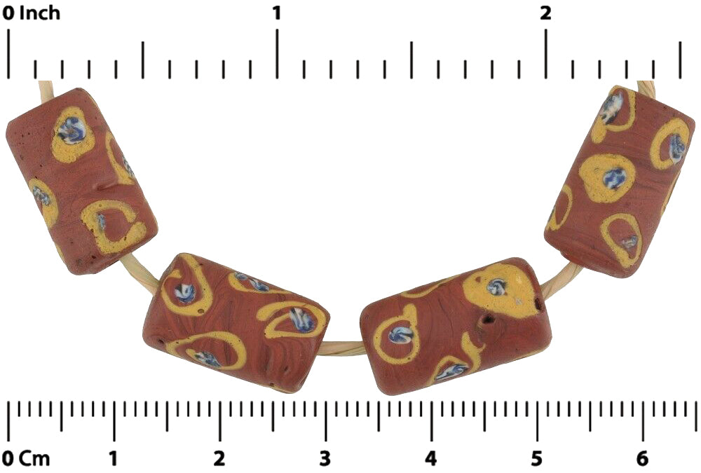 Antique Brick "Eye" Venetian Lampwork Glass Trade Beads - 16Mm - alternate view